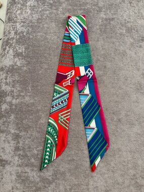 Colorful Geometric Silk Scarf Tie